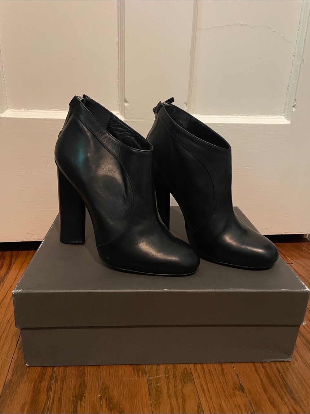 aldo castagna Napoli Black Leather High Heel Ankle Booties